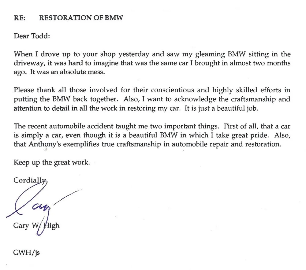 Handwritten testimonial letter 6