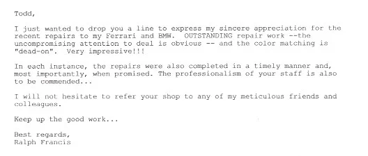 Handwritten testimonial letter 10