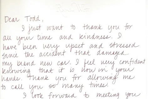 Handwritten testimonial letter 12